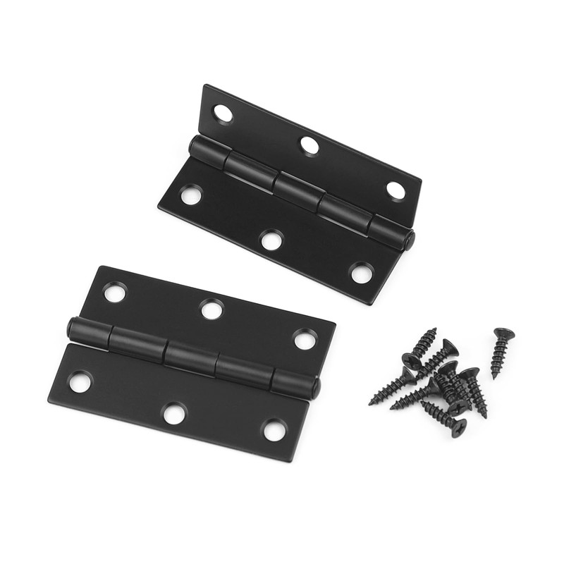 MABAHON 3 Pcs Square Corner Door Hinges, Black, Metal, Painted,