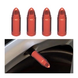 KHGUZ 4PCS Car Tire Valve Stem Cap, Bullet Style Dustproof Vehicle Tire Valve Stem Covers, Aluminium Alloy Automotive Wheel Air Caps Accessories, Universal for Trucks, Motorcycles, Bicycles (Red)