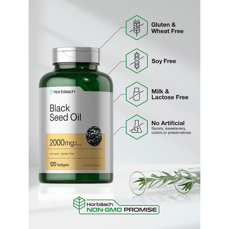 Horbaach Black Seed Oil Cold Pressed Softgel Capsules | 2000mg