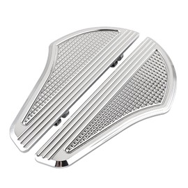 XMMT CNC Defiance Rider Floorboards Footboard For Harley Touring Road Glide Street Glide Electra Glide FLHX FLHR FLHT 1986-UP, Chrome