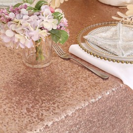 Eternal Beauty 152 * 305cm/60 * 120 inch Rectangle Sequin Tablecloth Wedding Party Banquet Table Cloths, Rose Gold