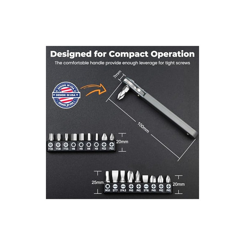 MULWARK 20pc 1/4 Ultra Low Profile Mini Ratchet Wrench Close