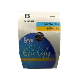 Women Sheer Energy Control Top Sheer toe Energizing Panty Hose, By Legs (B, Suntan)