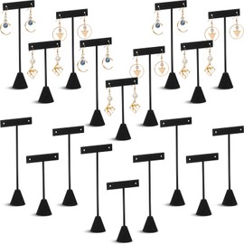 Marsui 18 Pcs Earring Display Set Earring T Bar Display Earring Holders with 3 Heights Earrings Display Stand for Jewelry(Black)