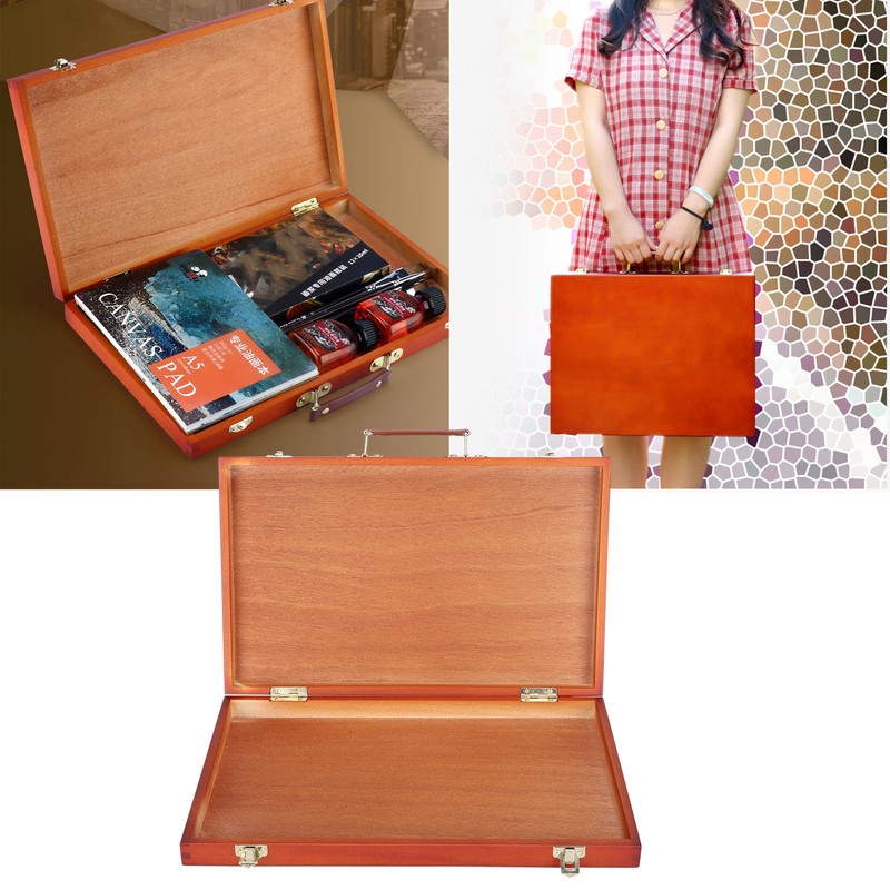 Retro Wooden Painting Tool Storage Box Portable Drawing Oil Painting