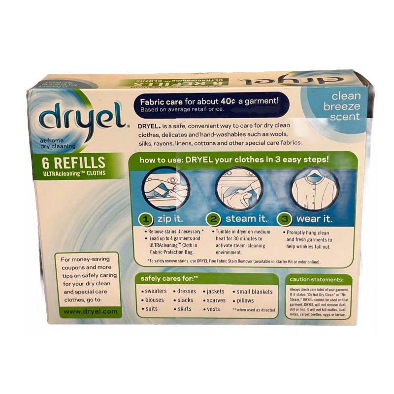 Dryel 1-DRYEL At Home Dry Cleaning Cloth Refill ULTRAcleaning Discontinued