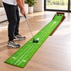 Golf Putting Mat with Wooden Automatic Ball Return, 2-Hole Indoor