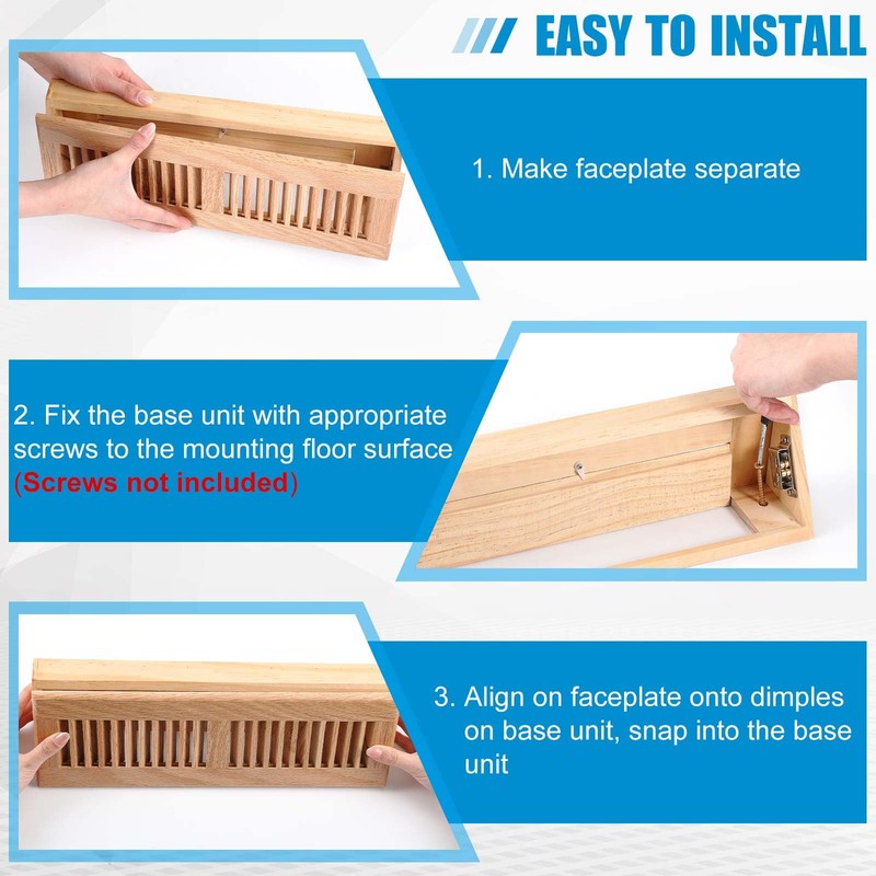 Glooglitter 2 Pcs Wooden Baseboard Register Diffuser Baseboard Floor Register