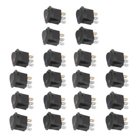 20Pcs 12V Round Rocker Switch LED Light 3 Pin 2 Level Toggle SPST Blue Green Yellow Red KCD1