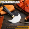 CBHGFEA Leather Round Head Knife with Ebony Wooden Handle, Leather