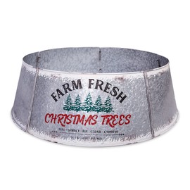 Hallops Galvanized Christmas Tree Collar - Large to Small Christmas Tree Base Cover. Adjustable Metal Skirt, Christmas Decor (Original, Oversize)