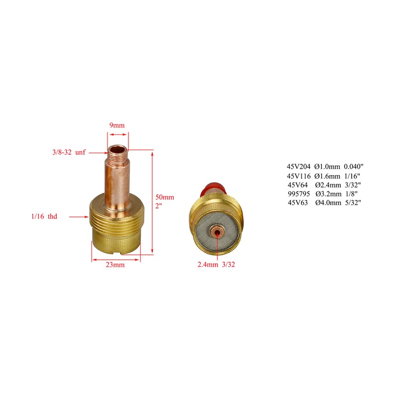 RIVERWELD TIG Gas Lens Collet Body Jumbo Large Diameter 45V64