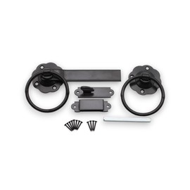 Infinity Decor Heavy Duty Epoxy Black 6" 150mm Plain Ring Gate Latch Set – Garden Gate Shed Latch Catch Set Ideal for Wooden Gate and Garage Doors