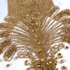 Labellezalay Gold Beaded Appliqué Patches Iron On, Rhinestones Bodice Applique