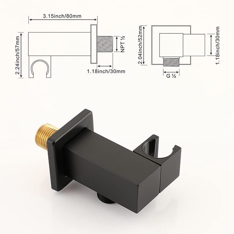 Asyas Brass High Pressure Hand Held Shower Wand Square Head
