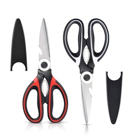 Multifunctional Kitchen Scissors (2 Pack) Stainless Steel with Protective Blade for Chicken, Fish, Meat, Vegetables, Herbs