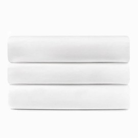 Superior Cotton Blend Percale Hotel Quality Fitted Bed Sheets, Deep Pocket, Lightweight Bedding Essential, Commercial, Hotel, Airbnb, Home Beds, Massage Bed, Bulk Pack, Bright White, Set of 3, Queen