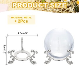 sourcing map 2pcs Metal Crystal Sphere Holder, 1.8" Dia Crystal Ball Display Stand Quartz Ball Orb Holder for Glass Crystal Art Home Decor, Egg Display Stand, White k