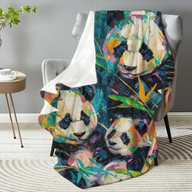 dhakalrlde Panda Family Throw Blanket - Soft Plush, Lightweight, Warm, Fuzzy Anti-Pilling Flannel Blanket for Bedroom, Couch, Travel, Sofa - Comfy for Men and Women 50in×60in