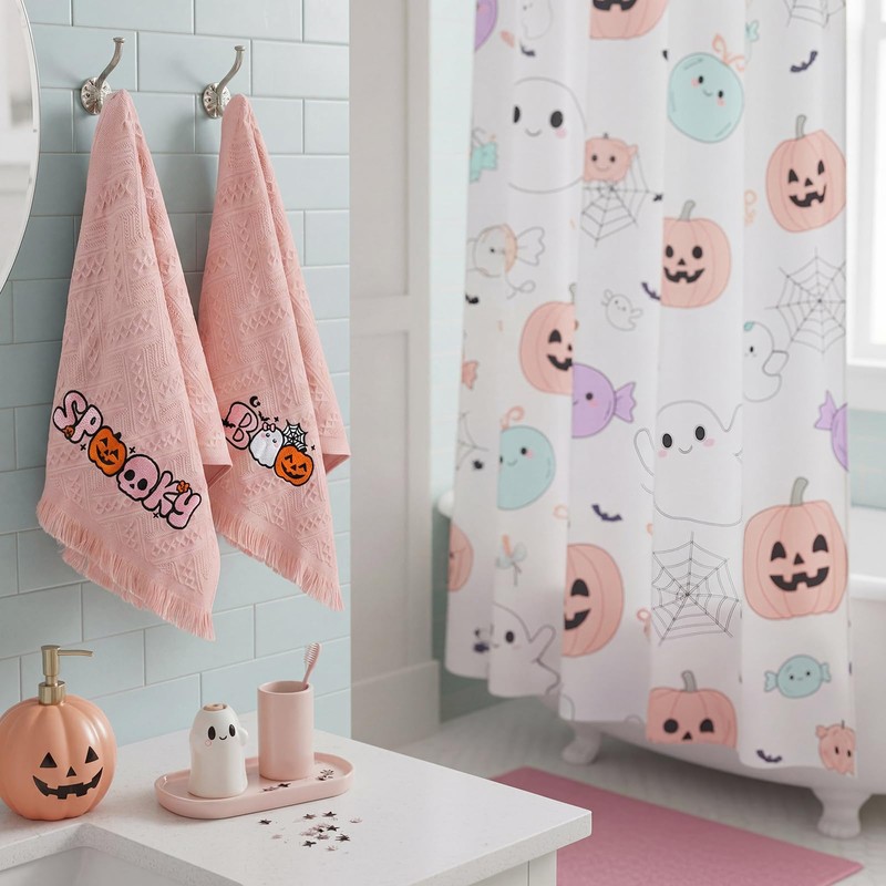 Gilprop 2 Pcs Pink Bow Halloween Ghost Hand Towels for