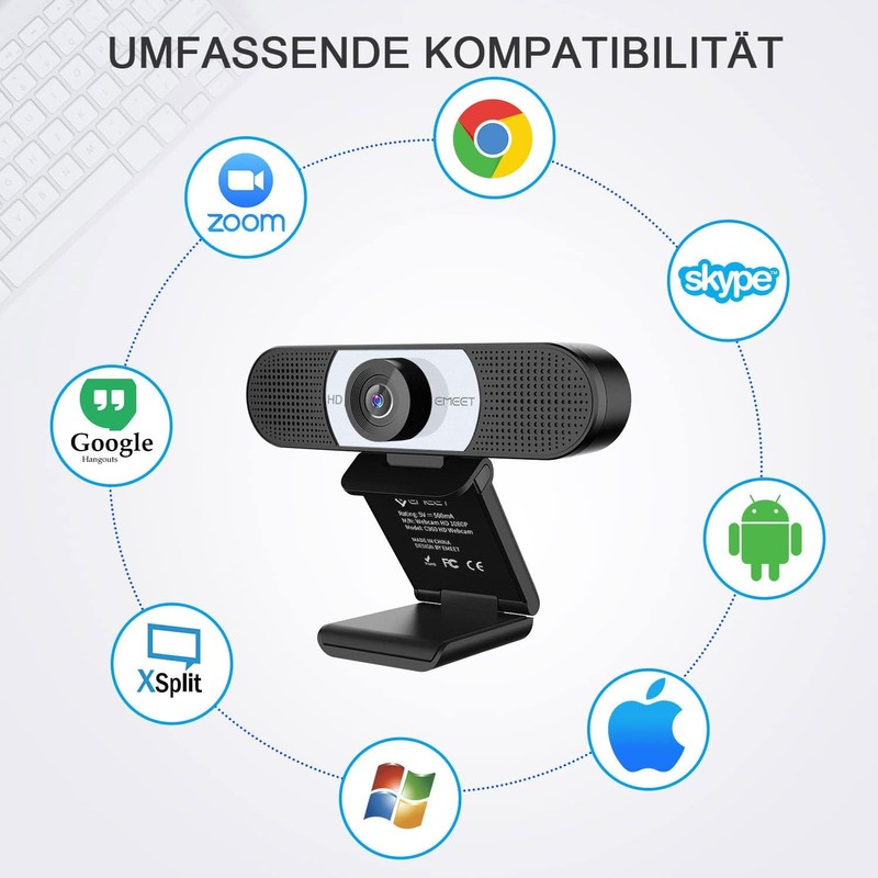 EMEET Full HD Webcam - C960 1080P Webcam with Lens