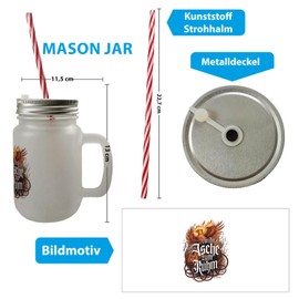 speecheese Phoenix with Flames - From Ashes to Glory Mason Jar Handle Drinking Glass with Lid Mythos Glass for Collectors and Cocktail Enthusiasts