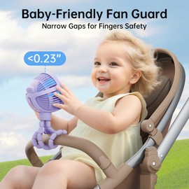 GUSGU Stroller Fan Clip on for Baby, Flexible Tripod & Rechargeable Battery, Small Personal Fan, Mini Portable Fan for Travel, Handheld, Car (Purple)