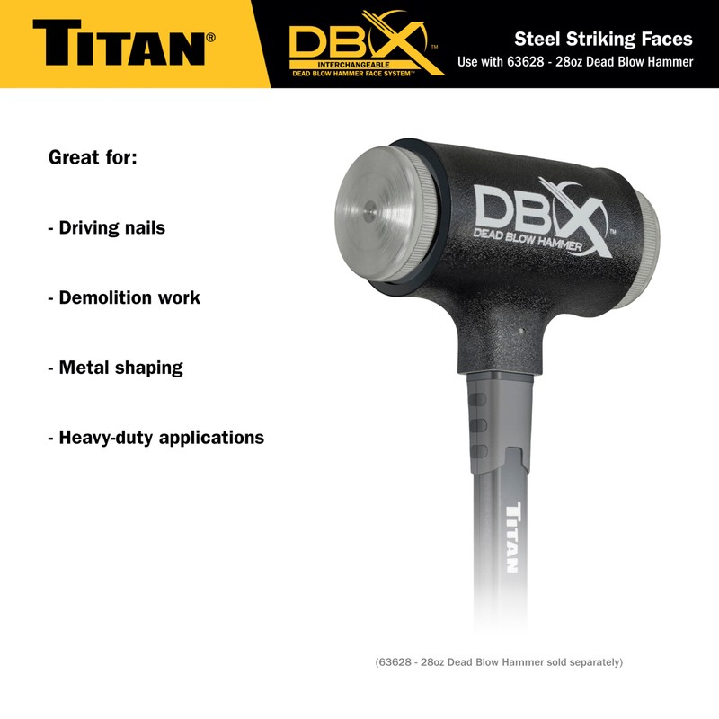 Titan 63637 Interchangeable Steel Striking Faces for Titan DBX 28oz