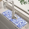 Watercolor Blue Floral Kitchen Sink Splash Guard Mat - Absorbent