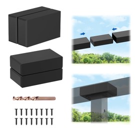 CKE Flat Handrail Accessories, 4 Pack Extension Handrail Connector, High Strength Material POM Handrail Fitting, Black Stainless Steel Handrail Connector for Top Handrail Cable Railing, HF01