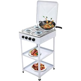 Treliamd 4 Burner Gas Stove, Portable Propane Stove with Support Leg Bracket & Wind Blocking Cover Adapter, Manual Ignition Camping Stove, Suitable for Home, RV, Apartment (style02)