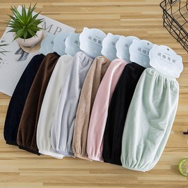 Unisex Autumn/Winter Macaron Fuzzy Long Solid Arm Warmers for Home, Office, and Work 30cm Solid Fuzzy Arm Warmer - Green 10ea