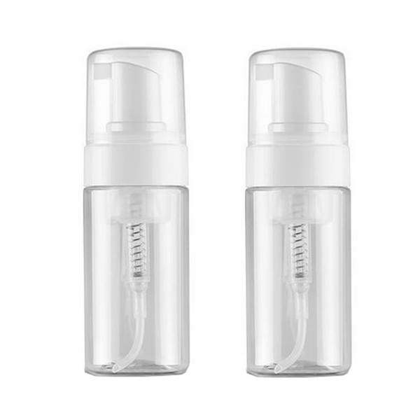 2Pcs Clear PET Plastic Foamer Pump Bottle Travel Size Dispenser for Mousse Cosmetic Makeup Cream Lotion Facial Cleanser Shampoo Cleanser Shower (100ML/3.3oz)