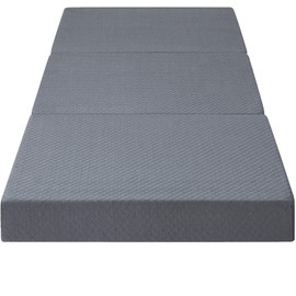Olee Sleep Tri-Folding Memory Foam Topper, 4", Gray, Single size, Play Mat, Foldable bed, Guest beds, Portable bed
