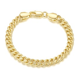 ERIN MARIE 14K Gold Bracelet Cuban Link Chain Bracelets for Women Men Sturdy Stack Women’s Men’s Bracelets With Gifts Box 6.5'' 7'' 7.5'' 8'' 9''