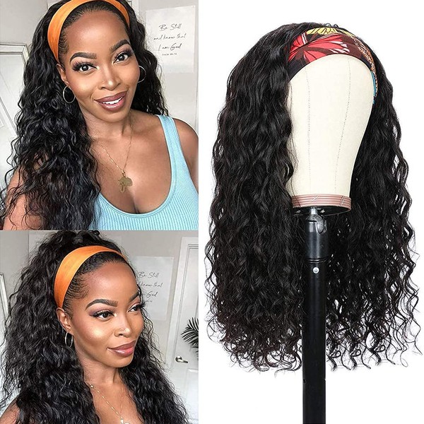 BLACKMOON HAIR Headband Wig Human Hair Lace Front Wigs for Black Women Machine Made Wigs Natural Color 150% Density (22 Inch Headband)