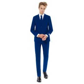 Opposuits Solid Colored Suits for Boys - Outfits Come with Pants, Jacket and Tie, Navy Royale Teen, 14Y