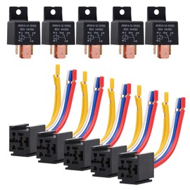 Ehdis 5 Pack Car Relay 12V 80 APM 5 Pin, Changeover Relay with Socket Holder for Truck, Motor, Heavy Duty On/Off Normally Open SPDT Relay Socket Plug 5 Wire