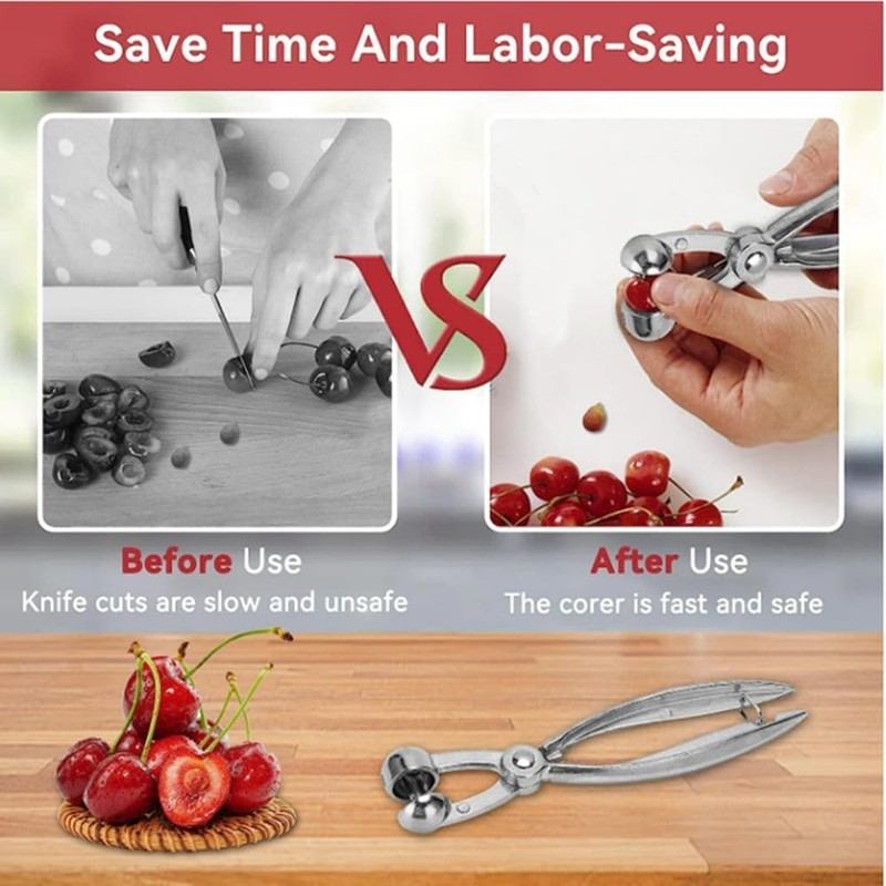 Cherry Corer Remover, Ergonomic Design Cherry Remover, Compact Durable Strong
