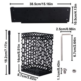 BOXOB Cup Organizer for Ninja Slushie Machine, Metal Adjustable Coffee Cups and Lids and Straws Dispenser Holder 4 Compartment with Mesh Basket Kitchen Coffee Bar Storage Accessories (Black)