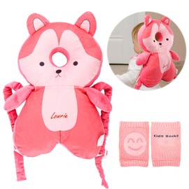 JWTRSVTY Baby Head Guard Backpack, Baby Head Protection Pillow, Adjustable Baby Pillow Backpack, Fall Protection Baby Pillowcase, Free Knee Pads, for Children from 4-24 Months (Fox)
