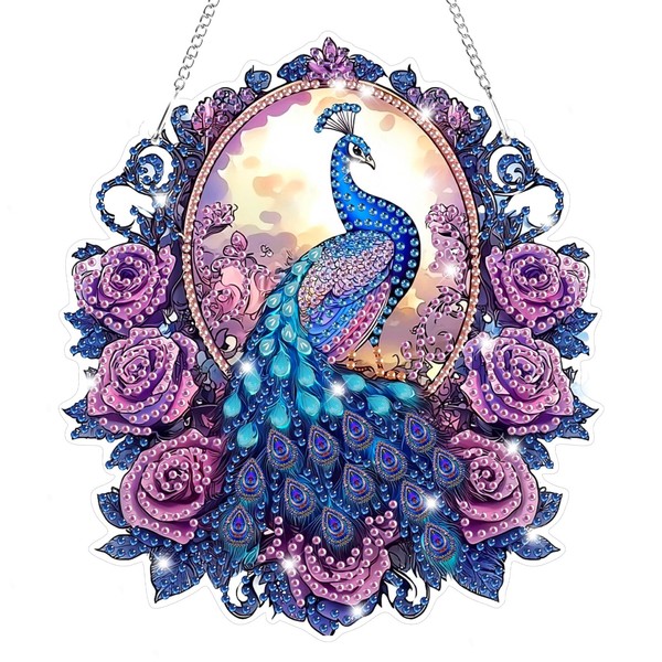 Bowetile Peacock Diamond Art Hanging Kits for Adults Kids, 5D