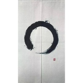 Vtrbwze Noren Japanese Doorway Curtain Zen Circle Enso Yoga Feng Shui Asian Tapestry Decorations Room Divider Privacy Oriental Traditional Chinese (Zen Art Enso Circle, 33.5" W x 59" L) 83131