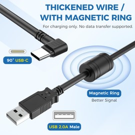 Dash Cam Cable for USB C Dash Cam,15FT 90 Degree Angle Type C Adapter Dash Camera Power Cord with Ferrite Ring Stable Power Delivery,Dashcam Charger Cord for Mirror Camera,Driving Recorder,Car DVR