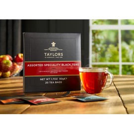 Taylors of Harrogate Assorted Specialty Black Teas Sampler, Variety Gift Box, Individually Wrapped Bags, 20 Count (Pack of 1), English Breakfast, Earl Grey, Assam, and Afternoon Darjeeling, Caffeinated, Enjoy Hot or Iced, 20 Teabags