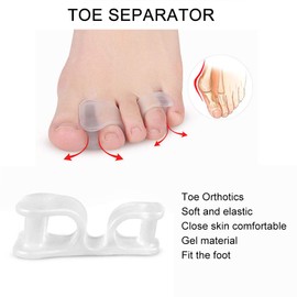 Juego de Separador de Dedos, 5 pares Hallux Valgus Corrección de Dedos, Herramienta de Separación de Dedos Silicona Transparente para Juanetes Dedos Superpuestos