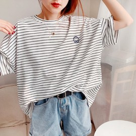 Matching Dog and Owner Clothes,Striped Dog Shirts for Small Medium Large Dogs Cats,Mama and Pet Shirts are Sold Separately（White,Owner-L