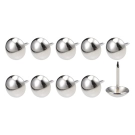 METALLIXITY Upholstery Nail Tacks (11x17x3.5mm) 25Pcs, Iron Round Thumb Push Pins - for House Construction, Home Kitchen Furniture, Silver Tone
