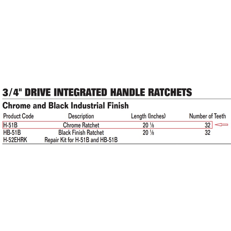 Williams H-51B 3/4 Drive Reversible. Ratchet, 20-1/8