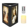 simpdecor Picture Frame,5x7inches Flameless Candles Three-Sided Photo Frame,Wooden Self Standing